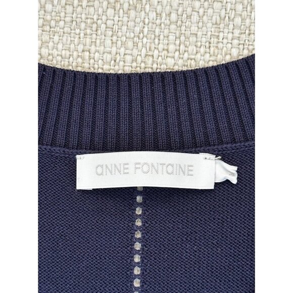 Anne Fontaine Women's Blue Wool/acrylic Sweater Vest Size Medium - Picture 5 of 7